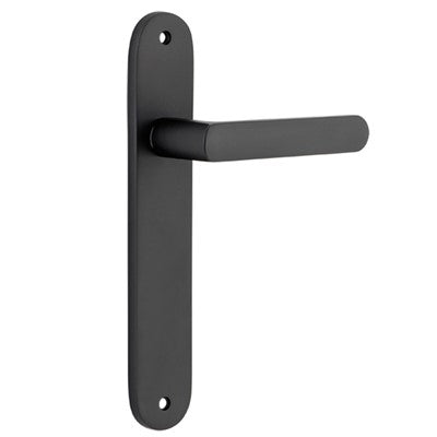 Iver Door Lever Osaka Oval Latch Pair Matt Black L120xP52mm BPH240xW40mm