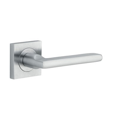 Iver Door Lever Baltimore Rose Square Concealed Fix Pair Brushed Chrome L118xP57mm BPH52xW52mm