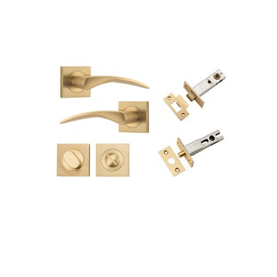 Iver Door Lever Oxford Rose Square Brushed Brass Privacy Kit