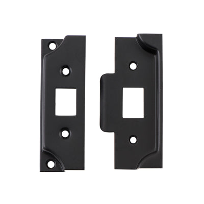 Tradco Tube Latch Split Cam Face Plate & Striker Kit Rebated Matt Black H90xW38mm