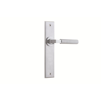 Iver Door Lever Brunswick Chamfered Latch Pair Brushed Chrome L120xP59mm BPH240xW50mm