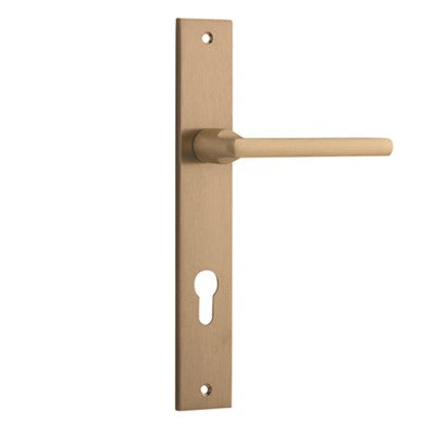 Iver Door Lever Baltimore Rectangular Euro Pair Brushed Brass CTC85mm L118xP54mm BPH240xW38mm