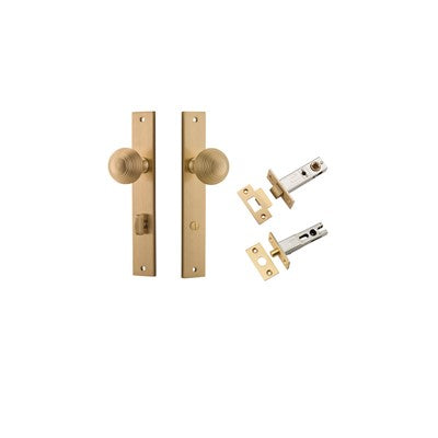 Iver Door Knob Guildford Rectangular Brushed Brass Privacy Kit