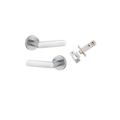 Iver Door Lever Osaka Rose Round Brushed Chrome Passage Kit