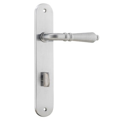 Iver Door Lever Sarlat Oval Privacy Pair Brushed Chrome CTC85mm L111xP53mm BPH240xW40mm