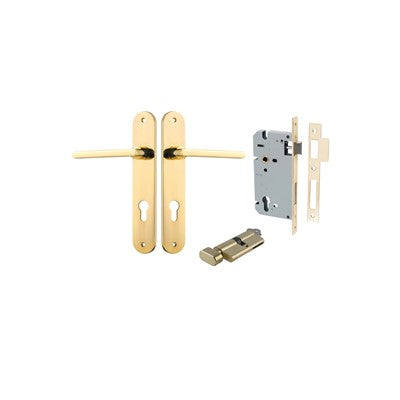 Iver Door Lever Baltimore Oval Polished Brass Key / Thumb Entrance Kit