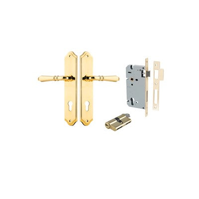 Iver Door Lever Sarlat Shouldered Polished Brass Key / Key Entrance Kit