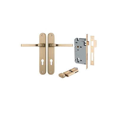 Iver Door Lever Annecy Oval Brushed Brass Key / Thumb Entrance Kit