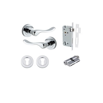 Iver Door Lever Stirling Rose Round Polished Chrome Key / Key Entrance Kit