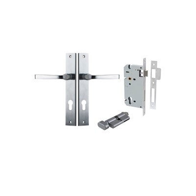 Iver Door Lever Annecy Rectangular Brushed Chrome Key / Thumb Entrance Kit