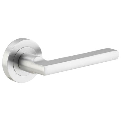 Iver Door Lever Baltimore Rose Round Concealed Fix Pair Brushed Chrome L118xP57mm BPD52mm