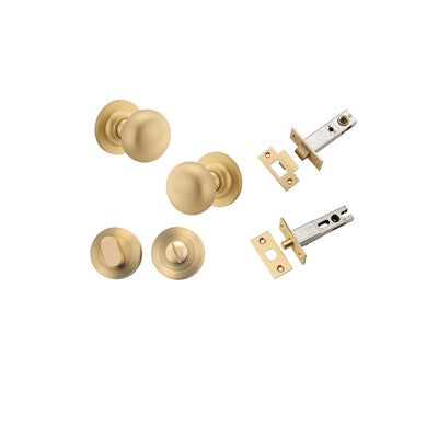 Iver Door Knob Cambridge Rose Round Brushed Brass Privacy Kit