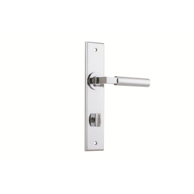 Iver Door Lever Berlin Chamfered Privacy Pair Polished Chrome CTC85mm L120xP59mm BPH240xW50mm