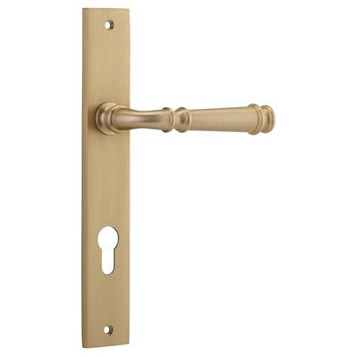 Iver Door Lever Verona Rectangular Euro Pair Brushed Brass CTC85mm L122xP56mm BPH240xW38mm