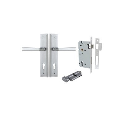 Iver Door Lever Copenhagen Stepped Brushed Chrome Key / Thumb Entrance Kit