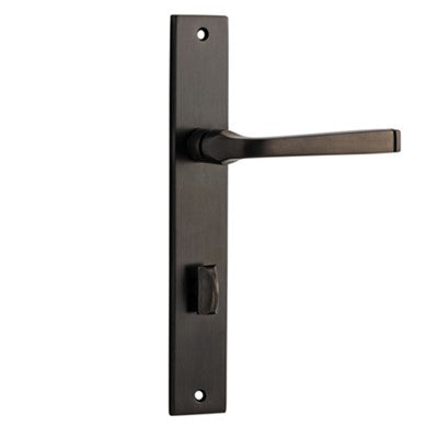 Iver Door Lever Annecy Rectangular Privacy Pair Signature Brass CTC85mm L117xP63mm BPH240xW38mm