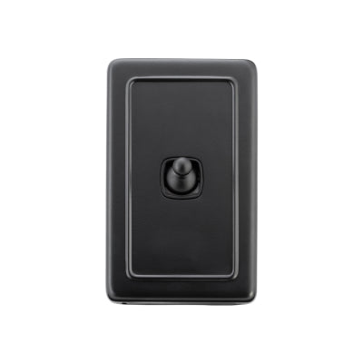 Tradco Switch Flat Plate Toggle 1 Gang Matt Black H115xW72mm