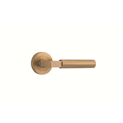 Iver Door Lever Berlin Rose Round Concealed Fix Pair Brushed Brass L120xP60mm BPD52mm