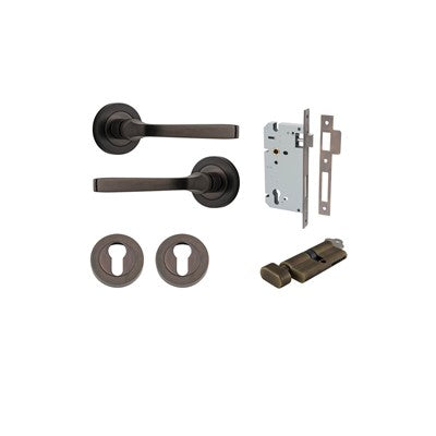 Iver Door Lever Annecy Rose Round Signature Brass Key / Thumb Entrance Kit