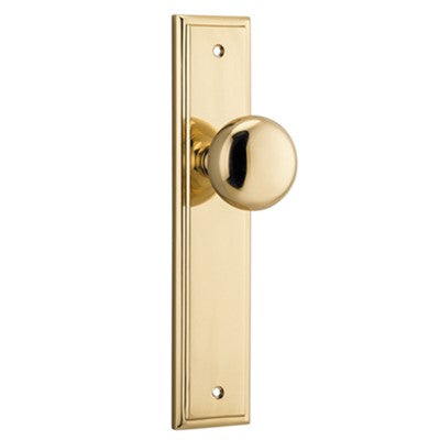 Iver Door Knob Cambridge Stepped Latch Pair Polished Brass D55xP63mm BPH237xW50mm