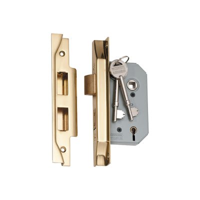 Tradco Mortice Lock 5 Lever Rebated Polished Brass CTC57mm Backset 46mm