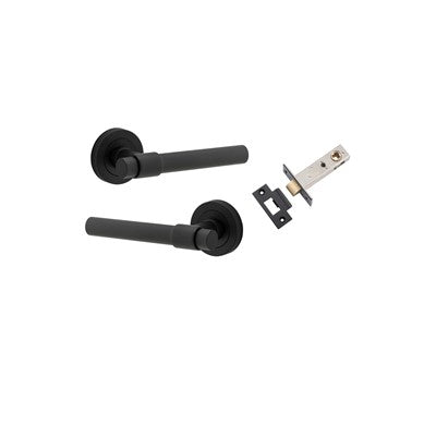 Iver Door Lever Helsinki Rose Round Matt Black Passage Kit