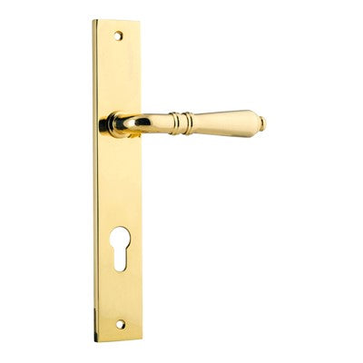 Iver Door Lever Sarlat Rectangular Euro Pair Polished Brass CTC85mm L111xP53mm BPH240xW38mm