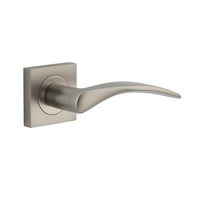 Iver Door Lever Oxford Rose Square Concealed Fix Pair Satin Nickel L125xP63mm BPH52xW52mm