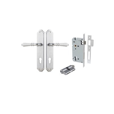 Iver Door Lever Sarlat Shouldered Brushed Chrome Key / Key Entrance Kit