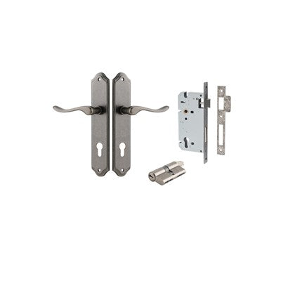 Iver Door Lever Stirling Shouldered Distressed Nickel Key / Key Entrance Kit