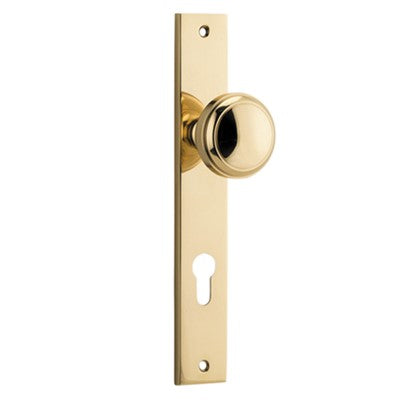 Iver Door Knob Paddington Rectangular Euro Pair Polished Brass CTC85mm D55xP61mm BPH240xW38mm