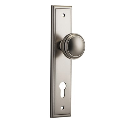 Iver Door Knob Paddington Stepped Euro Pair Satin Nickel CTC85mm D55xP64mm BPH237xW50mm