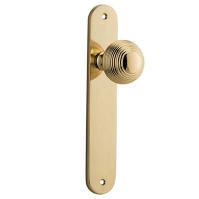 Iver Door Knob Guildford Oval Latch Pair Polished Brass D52xP72mm BPH240xW40mm