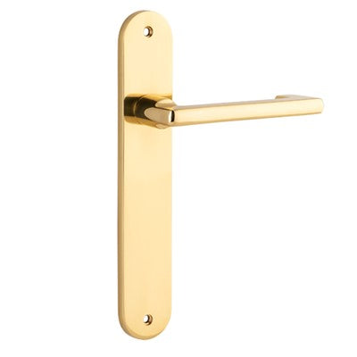 Iver Door Lever Baltimore Return Oval Latch Pair Polished Brass L128xP54mm BPH240xW40mm