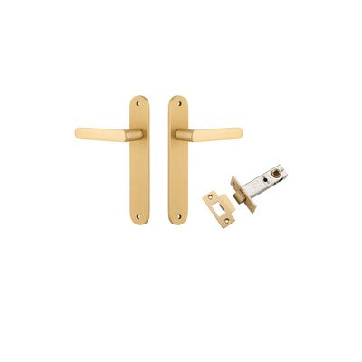 Iver Door Lever Osaka Oval Brushed Brass Passage Kit