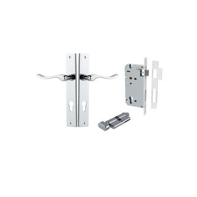 Iver Door Lever Stirling Rectangular Polished Chrome Key / Thumb Entrance Kit