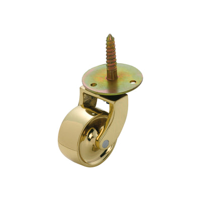 Tradco Castor Screw Plate Brass Wheel Polished Brass D38mm