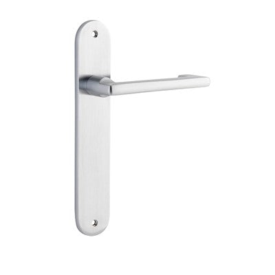 Iver Door Lever Baltimore Return Oval Latch Pair Brushed Chrome L128xP54mm BPH240xW40mm