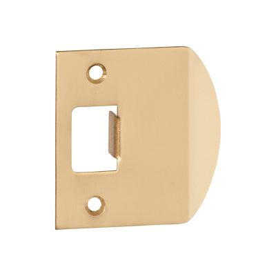 Tradco Tube Latch Striker Universal Extended 'D' Polished Brass H56xW53mm