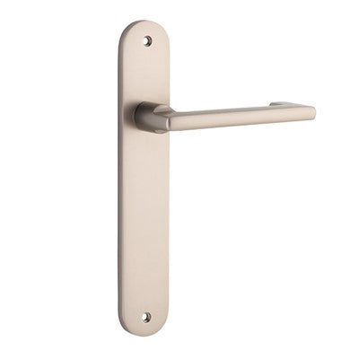 Iver Door Lever Baltimore Return Oval Latch Pair Satin Nickel L128xP54mm BPH240xW40mm