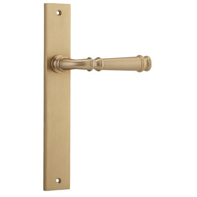 Iver Door Lever Verona Rectangular Latch Pair Brushed Brass L122xP56mm BPH240xW38mm