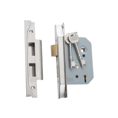 Tradco Mortice Lock 5 Lever Rebated Satin Nickel CTC57mm Backset 57mm