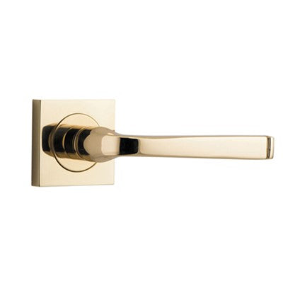 Iver Door Lever Annecy Rose Square Concealed Fix Pair Polished Brass L117xP66mm BPH52xW52mm