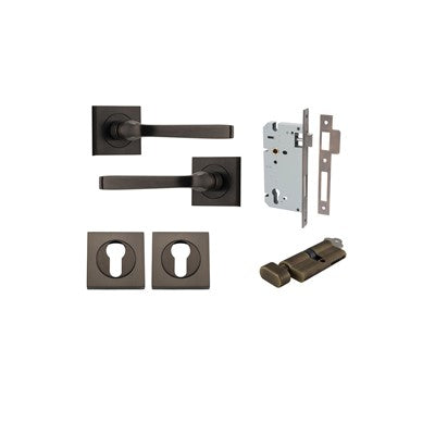 Iver Door Lever Annecy Rose Square Signature Brass Key / Thumb Entrance Kit