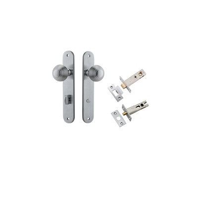 Iver Door Knob Guildford Oval Brushed Chrome Privacy Kit