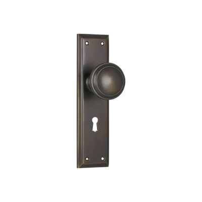 Tradco Door Knob Milton Lock Pair Antique Brass H200xW50xP73mm