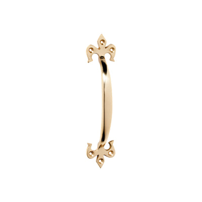 Tradco Cabinet Pull Handle Fleur-de-lis Polished Brass L165xP26mm