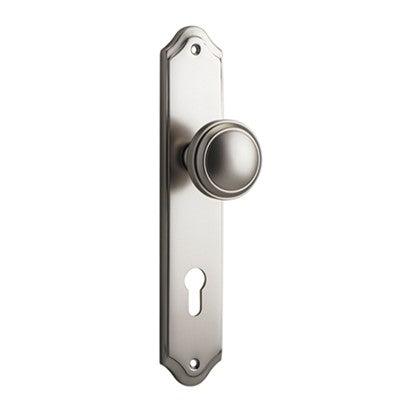 Iver Door Knob Paddington Shouldered Euro Pair Satin Nickel CTC85mm D55xP63mm BPH250xW48mm