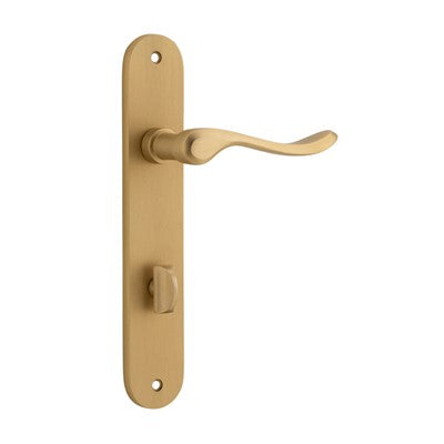 Iver Door Lever Stirling Oval Privacy Pair Brushed Brass CTC85mm L116xP62mm BPH240xW40mm