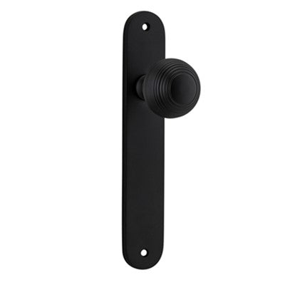 Iver Door Knob Guildford Oval Latch Pair Matt Black D52xP72mm BPH240xW40mm